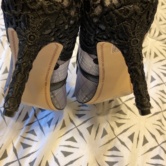 Karl Lagerfeld Black Mesh/Lace Heels - Picture 5 of 9